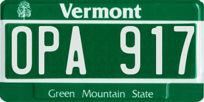 VT license plate OPA917