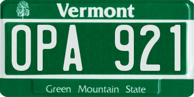 VT license plate OPA921