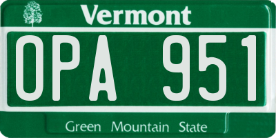 VT license plate OPA951