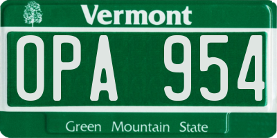 VT license plate OPA954