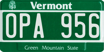 VT license plate OPA956