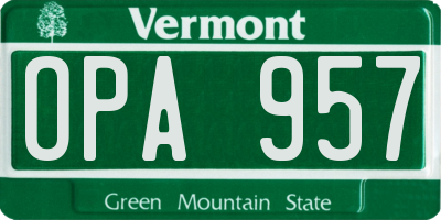 VT license plate OPA957
