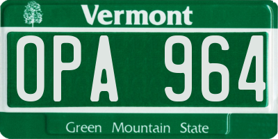 VT license plate OPA964