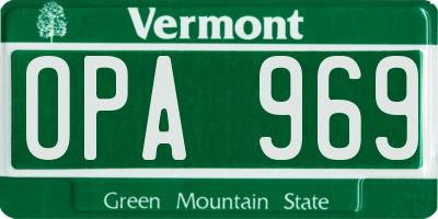 VT license plate OPA969