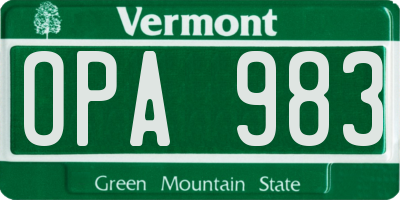 VT license plate OPA983