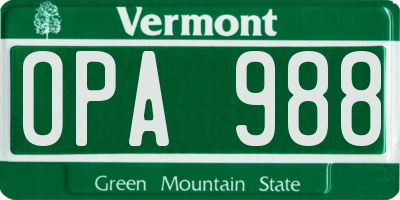 VT license plate OPA988
