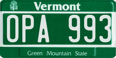 VT license plate OPA993