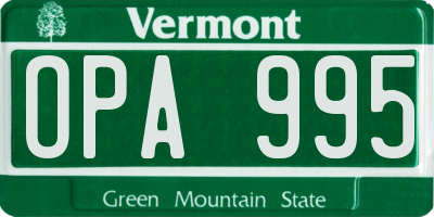VT license plate OPA995