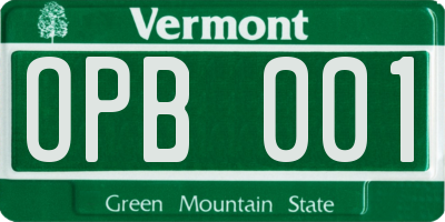 VT license plate OPB001