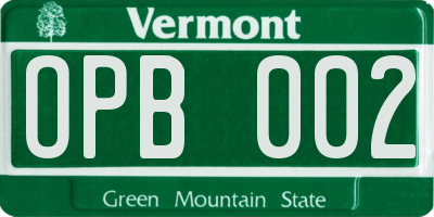 VT license plate OPB002