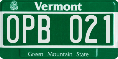 VT license plate OPB021