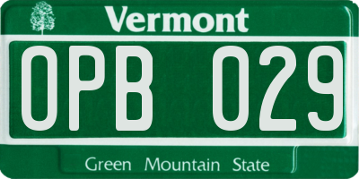 VT license plate OPB029