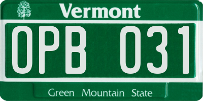 VT license plate OPB031