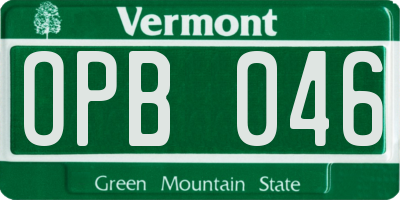 VT license plate OPB046