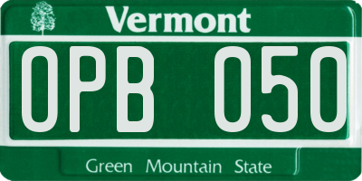 VT license plate OPB050