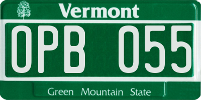 VT license plate OPB055