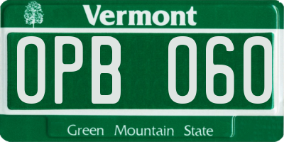 VT license plate OPB060