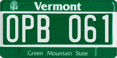 VT license plate OPB061