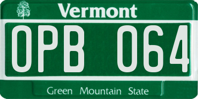 VT license plate OPB064