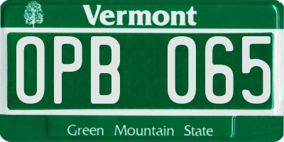 VT license plate OPB065