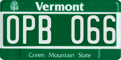 VT license plate OPB066