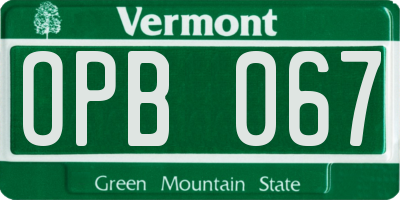 VT license plate OPB067