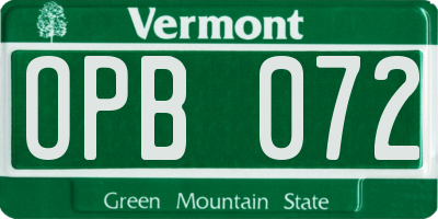 VT license plate OPB072