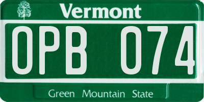 VT license plate OPB074