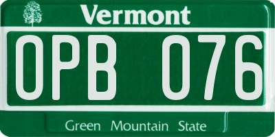 VT license plate OPB076