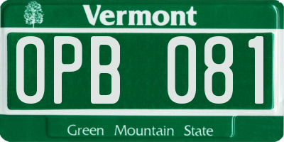 VT license plate OPB081