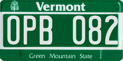 VT license plate OPB082