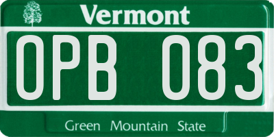 VT license plate OPB083