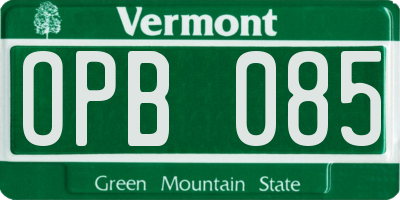 VT license plate OPB085