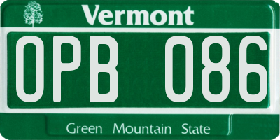VT license plate OPB086