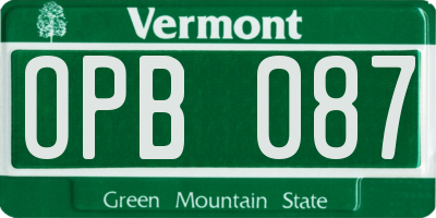 VT license plate OPB087