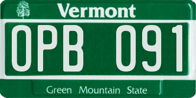 VT license plate OPB091