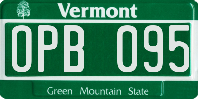 VT license plate OPB095