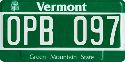 VT license plate OPB097