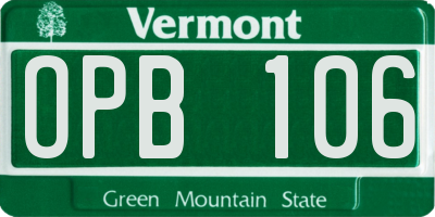 VT license plate OPB106