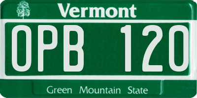 VT license plate OPB120