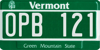 VT license plate OPB121
