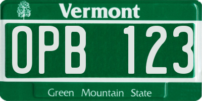 VT license plate OPB123