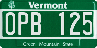 VT license plate OPB125