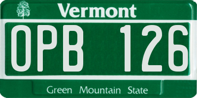 VT license plate OPB126