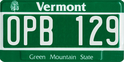 VT license plate OPB129