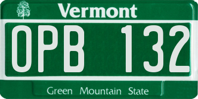 VT license plate OPB132