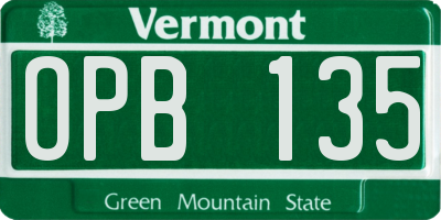 VT license plate OPB135