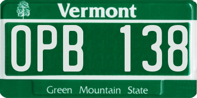 VT license plate OPB138