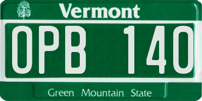 VT license plate OPB140