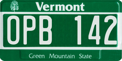 VT license plate OPB142
